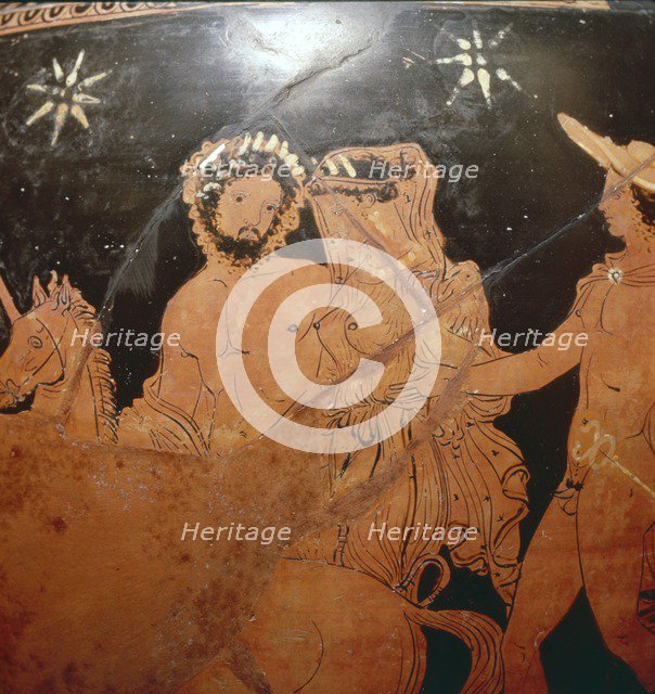 Hades carries off Persephone, detail of Red-figure Volute Krater, c380 BC Artist: Iliupersis Painter.