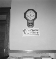 Sign in upstairs hall of small hotel, West Carlton, Oregon, 1939. Creator: Dorothea Lange.