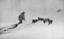 'Nansen and Johansen Sledging Through The Drift Snow in 1895', 1896, (1928). Artist: H Egidius.