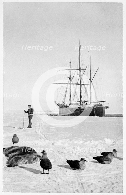 The 'Fram' in the Bay of Whales, Antarctica, 1911-1912. Artist: Unknown