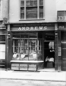 Frontage of Andrew's saddle and harness shop in High Street, Oxford, Oxfordshire, c1860-c1922.  Artist: Henry Taunt