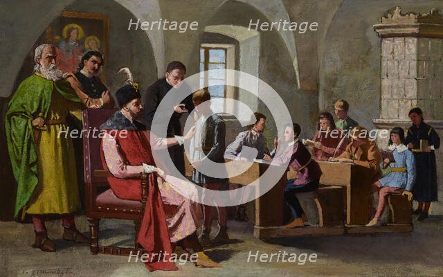 Stefan Batory among Schoolboys, after 1875. Creator: Antoni Gramatyka.