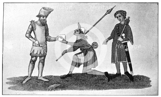 Male costume, 14th century, (1910). Artist: Unknown