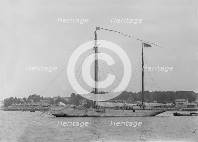 The 118 foot ketch 'Fidra' at anchor, 1922. Creator: Kirk & Sons of Cowes.