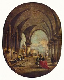 'Capriccio with the Arcade of the Doge's Palace and San Giorgio Maggiore', late 1780s, (1930). Creator: Francesco Guardi.