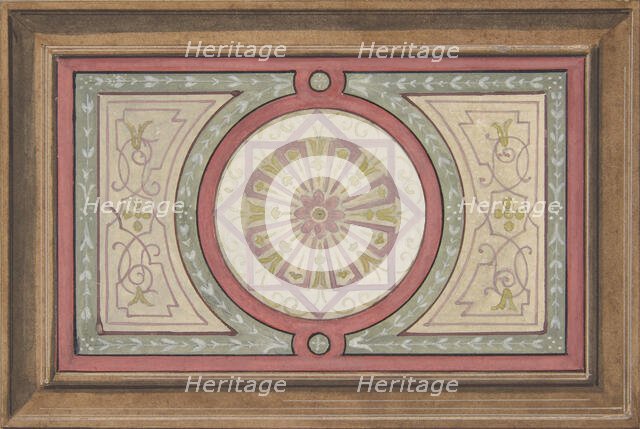 Design for a framed panel with painted decoration, 1830-97. Creators: Jules-Edmond-Charles Lachaise, Eugène-Pierre Gourdet.