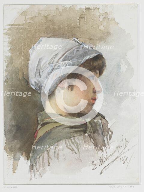 Study of the head of a young girl in profile, 1884. Creator: Ernst Witkamp.