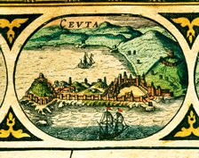 Ceuta, colored engraving from the book 'Le Theatre du monde' or 'Nouvel Atlas', 1645, created, pr…