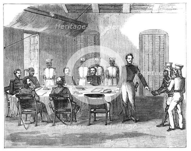 Trial of Native Prisoner by General Court-Martial, at the Main Guard, Fort William, Calcutta, 1857. Creator: Unknown.