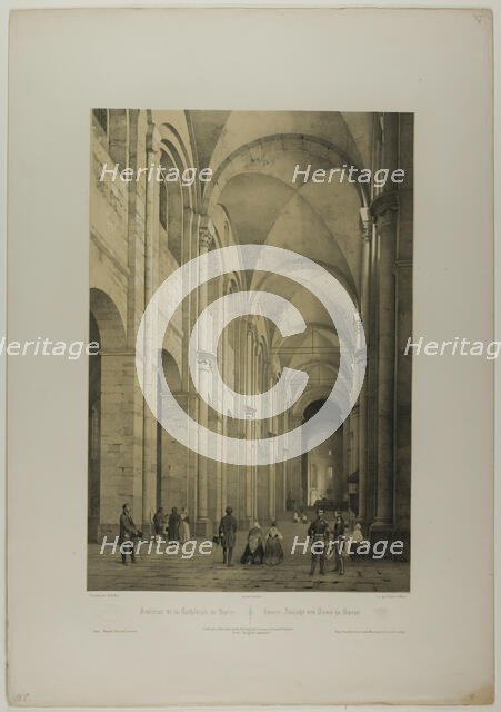 Interior of the Cathedral of Speier, plate eleven from Allemande, 1844. Creator: Charles-Claude Bachelier.