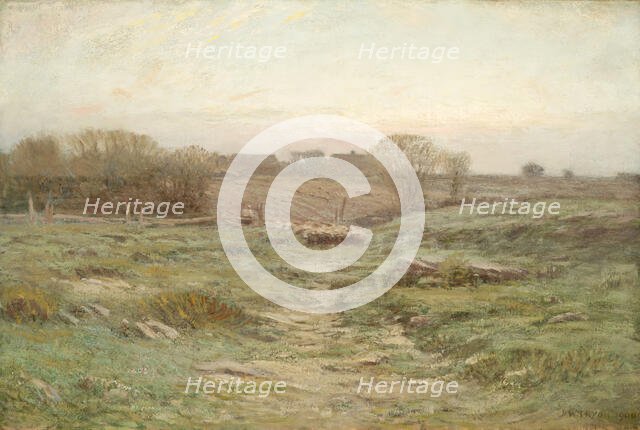 Landscape (Sheep in the Valley) (image 1 of 2), 1900. Creator: Dwight William Tryon.