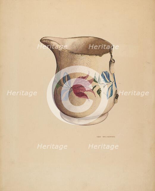 Crockery Pitcher, probably 1940. Creator: Doris Hollingsworth.