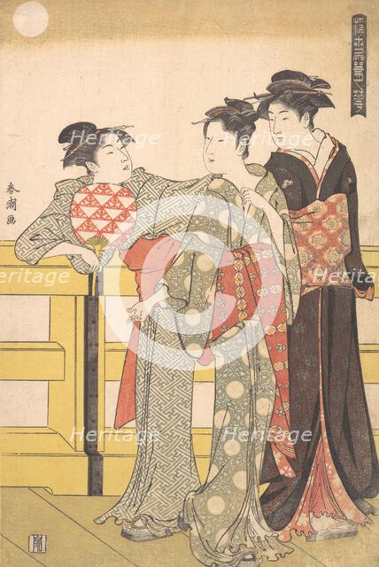 Three Women on a Bridge, ca. 1785. Creator: Katsukawa Shuncho.