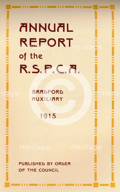'Annual Report of the R.S.P.C.A.', 1916. Artist: Unknown.
