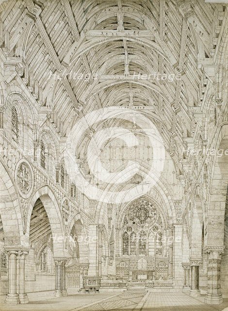 Design for a church: interior perspective, c1864. Creator: Richard Norman Shaw.