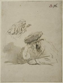 Bust of an old man, and an old woman leaning forward, 17th century. Creator: Rembrandt Harmensz van Rijn.