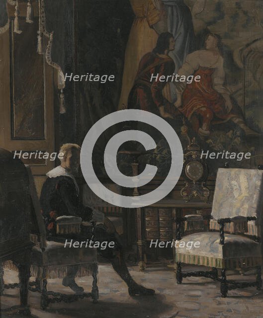 Gripsholm Castle, interior from the King's bedchamber, c19th century. Creator: Oscar Bjorck.