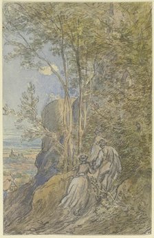 Ascent to a castle ruin, c1850-1905. Creator: Anton Burger.