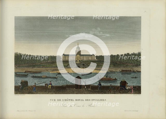 Vue de l'hôtel royal des Invalides, prise du Cours-la-Reine, 1817-1824. Creator: Courvoisier-Voisin, Henri (1757-1830).