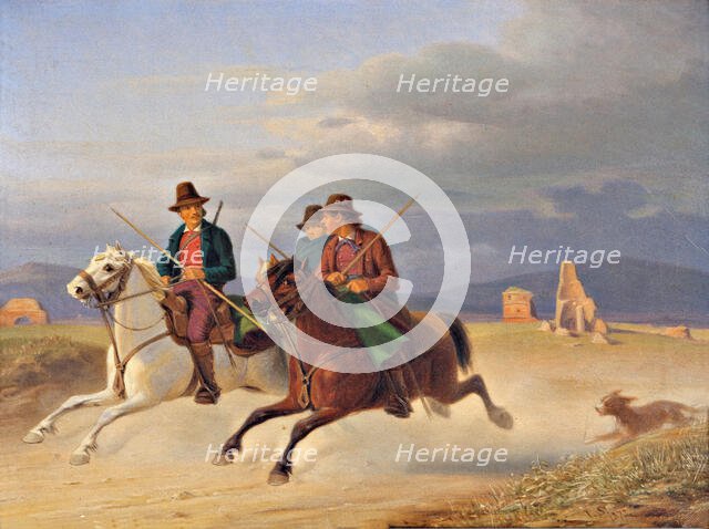 Three riding campagnols, 1872. Creator: Jorgen Sonne.