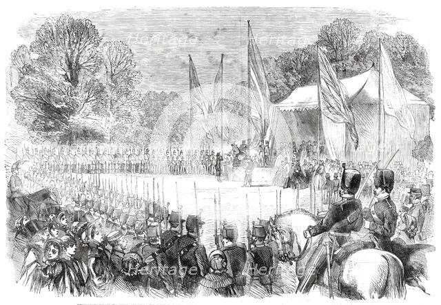 Presentation to the Highgate Rifle Corps of a silver bugle by Miss Burdet Coutts..., 1860. Creator: Unknown.