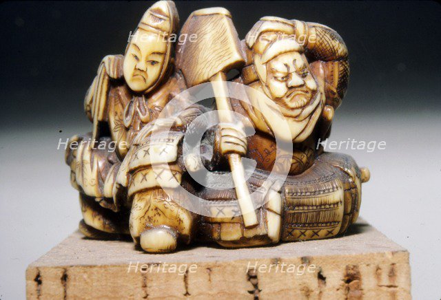 Japenese Netsuke, The Two Heroes, Benkei and Yoshitune, 19th century. Artist: Unknown.
