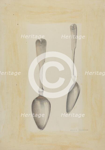Bishop Hill: Large Silver Spoon, c. 1939. Creator: Archie Thompson.