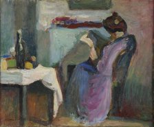 Liseuse en robe violette (Reader in purple dress), 1898. Creator: Matisse, Henri (1869-1954).