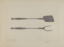 Griddlecake Turner and Fork, c. 1937. Creator: Edward L Loper.