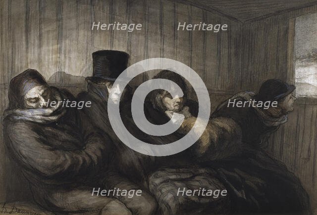 The Second Class Carriage, 1864. Creator: Honore Daumier.
