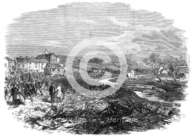 The village of Bradfield, near Sheffield, scene of the late floods...by our special artist, 1864. Creator: Unknown.