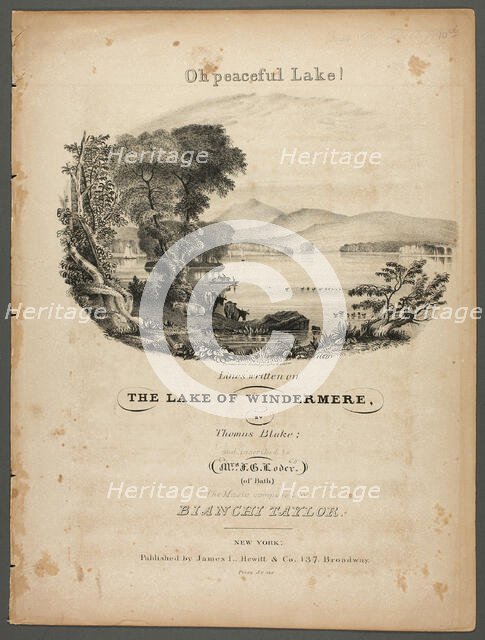 Oh Peaceful Lake! Lines Written on the Lake of Windermere, c.1862. Creator: Pendleton's Lithography.