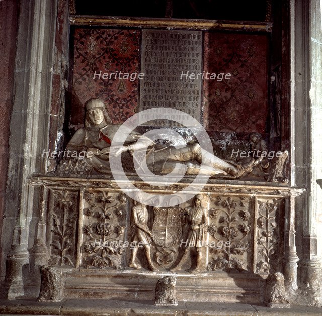 Doncel of Sigüenza', young nobleman Martín Vázquez de Arce (1460-1486), portrait statue in his to…