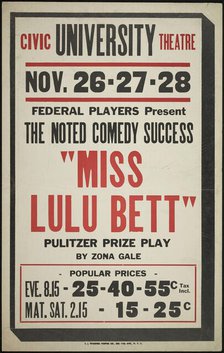 Miss Lulu Bett, Syracuse, NY, 1936. Creator: Unknown.