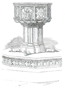 The Font, Church of St. Stephen, Rochester-Row, Westminster, 1850. Creator: Unknown.