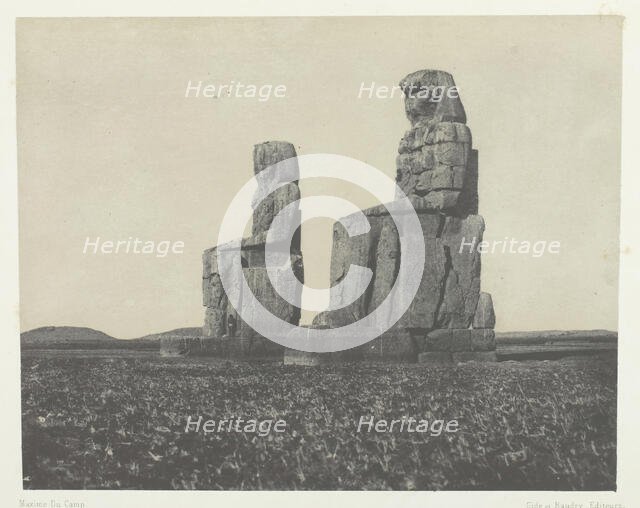 Gournah, Les Colosses; Thèbes, 1849/51, printed 1852. Creator: Maxime du Camp.