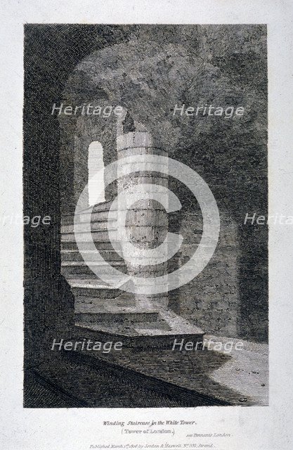 Interior of the White Tower, Tower of London, 1806. Artist: Anon