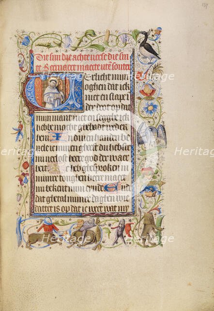 Initial V: Saint Bernard; Book of Hours, after 1460. Creator: Unknown.