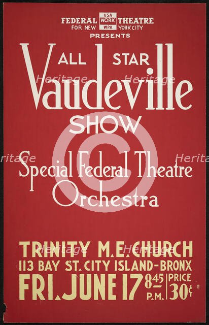 Vaudeville Show, New York, [1930s]. Creator: Unknown.