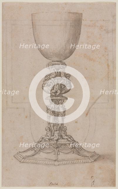 Design for a Chalice (recto), mid 1500s. Creator: Luzio Romano (Italian, active 1528-75).