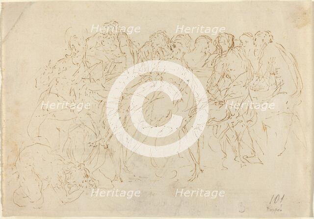 Magdalene Washing the Feet of Christ with Eight Disciples Looking On [recto]. Creator: Donato Creti.