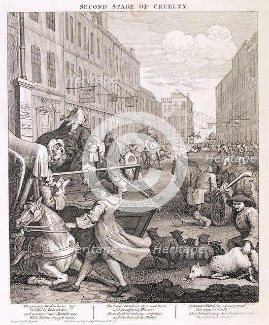 'Second Stage of Cruelty', plate II from The Four Stages of Cruelty, 1751. Artist: Anon