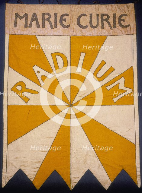 'Marie Curie, Radium', banner, 1908. Artist: Mary Lowndes