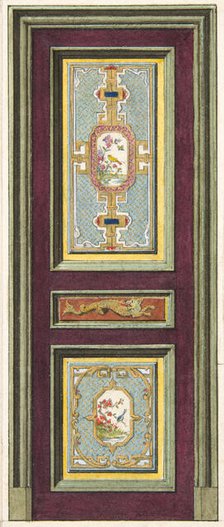 Design for the decoration of a door with Chinese motifs, 1830-97. Creators: Jules-Edmond-Charles Lachaise, Eugène-Pierre Gourdet.