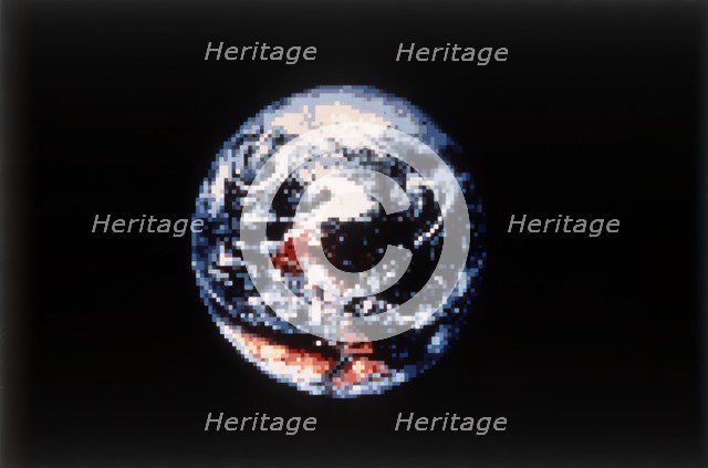 Pixellated Earth from space, c1980s.  Creator: NASA.