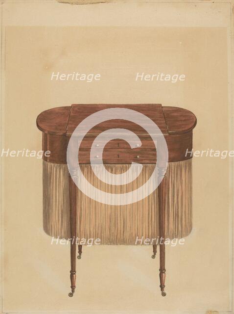 Sheraton Mahogany Sewing Table, 1935/1942. Creator: Ferdinand Cartier.