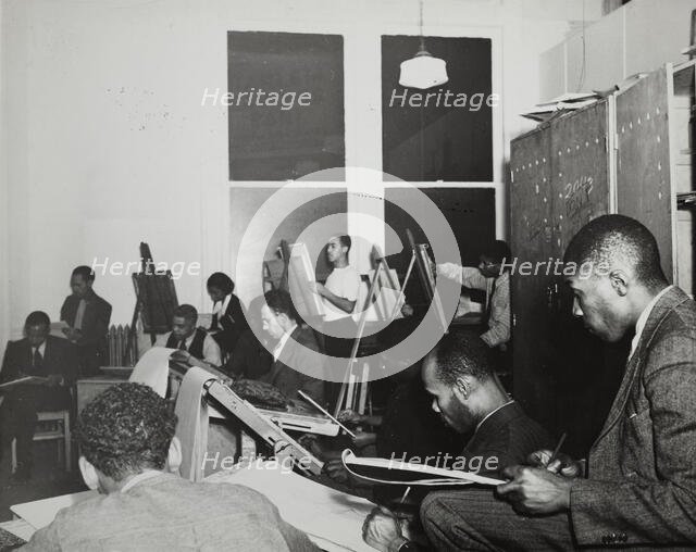 Art class, Harlem Community Art Center, 1938. Creator: Basil.