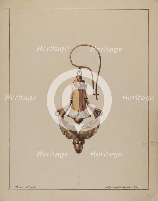 Earrings, 1936. Creator: J. Howard Iams.