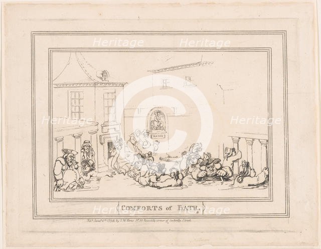Comforts of Bath, Plate 7, January 6, 1798., January 6, 1798. Creator: Thomas Rowlandson.