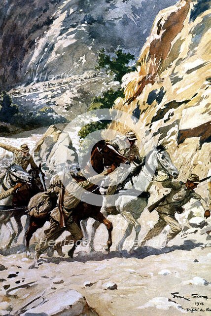 Second Balkan war, Greek troops cross the Struma river, (June 29- August 10, 1913). Creator: Scott, George (1873-1943).